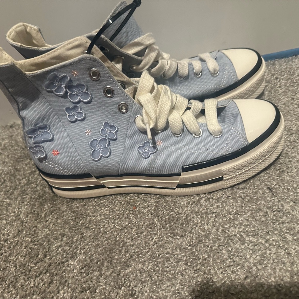 Converse Blue and White High-Top Sneakers